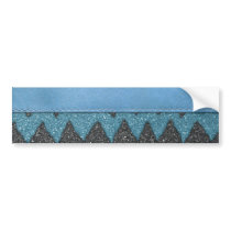 Girly Blue Leather Zebra Pattern Glitter Print Bumper Sticker