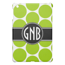 GIRLY BOLD MONOGRAM LIME GREEN POLKA DOTS iPad MINI CASE