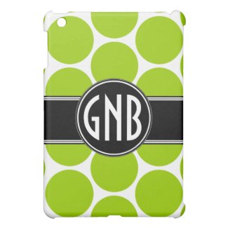 GIRLY BOLD MONOGRAM LIME GREEN POLKA DOTS iPad MINI CASE