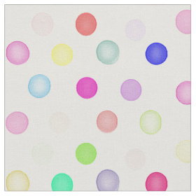 Girly Bright Pastel Rainbow Watercolor Polka Dots Fabric