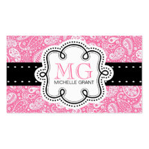Girly Bubble Gum Pink  Paisley Calling Card Business Card