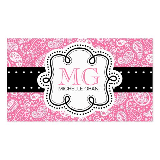 Girly Bubble Gum Pink  Paisley Calling Card Business Card