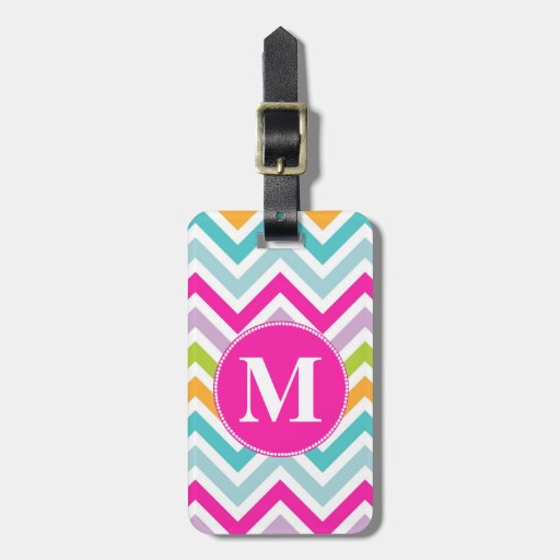 Girly Chevron Monogram Luggage Tag Zazzle