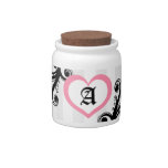 Girly Chic and elegant swirls with pink heart candy jars