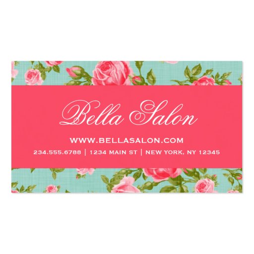 Girly Chic Elegant Vintage Floral Roses Business Card Templates (front side)