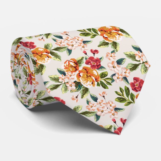 Girly Chic Floral Pattern Watercolor Illustration Tie