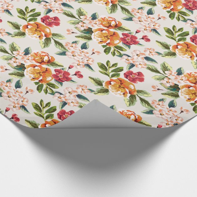 Girly Chic Floral Pattern Watercolor Illustration Wrapping Paper 4/4