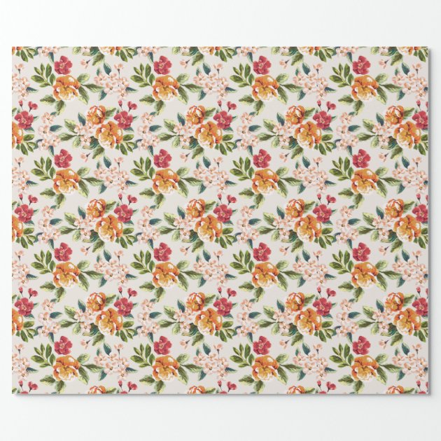 Girly Chic Floral Pattern Watercolor Illustration Wrapping Paper