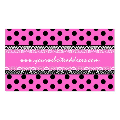 Girly Chic Hot Pink and Black Polka Dots Business Cards (back side)