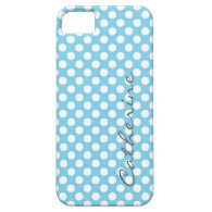 Girly, classic aqua blue polka dots custom iPhone 5 cover