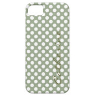 Girly, classic pastel forest green polka dots iPhone 5 covers