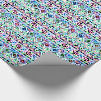 Girly Colorful Aztec Tribal Pattern Wrapping Paper