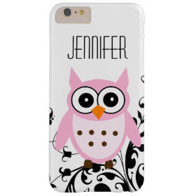 Girly Cute Pink Owl Your Name Barely There iPhone 6 Plus Case