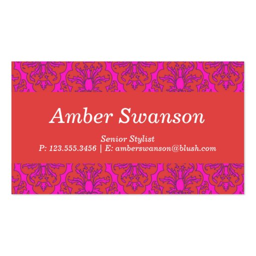 GIRLY DAMASK BUSINESS CARDS (back side)