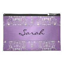 Girly Damask in Lavender and White Travel Accessories Bags