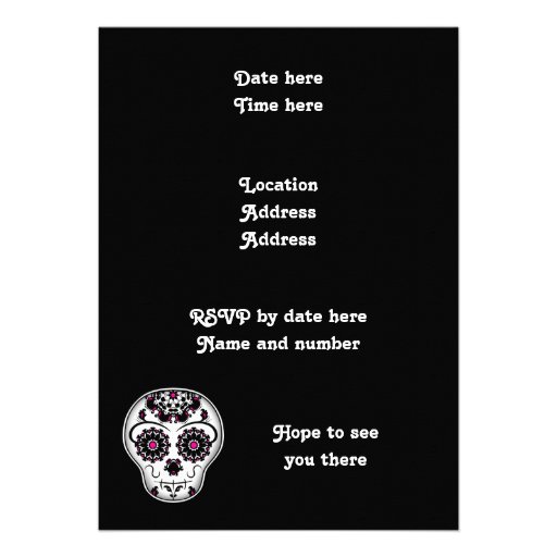 Girly day of the dead sugar skull 5x7 party personalized invitations