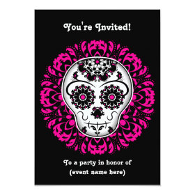Girly day of the dead sugar skull 5x7 party 5x7 paper invitation card