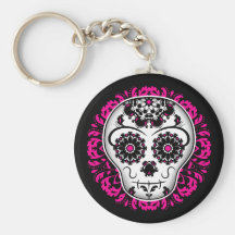 Girly day of the dead sugar skull key chains