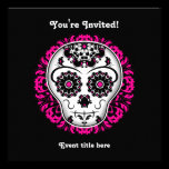 Girly day of the dead sugar skull party invitations