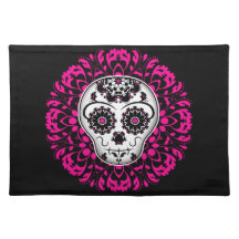 Girly day of the dead sugar skull place mat
