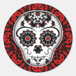 Girly day of the dead sugar skull red and black sticker