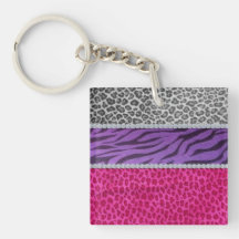 Girly Diamond Animal Print Acrylic Keychain