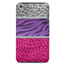 Girly Diamond Animal Print Barely There iPod Cases