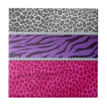 Girly Diamond Animal Print Ceramic Tile