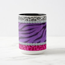Girly Diamond Animal Print Coffee Mugs