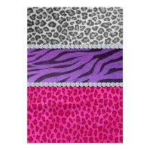 Girly Diamond Animal Print Custom Invite