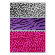 Girly Diamond Animal Print Greeting Card