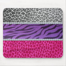 Girly Diamond Animal Print Mousepad
