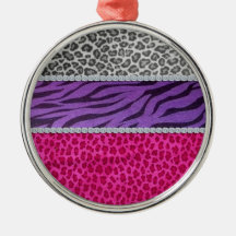 Girly Diamond Animal Print Ornaments