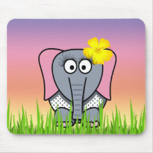 Girly Elephant In The Grass Mouse Pad