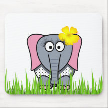 Girly Elephant In The Grass Mousepad