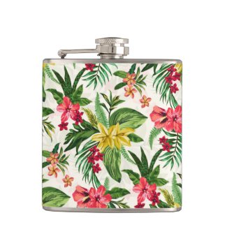 Girly Exotic Colorful Flowers Flask