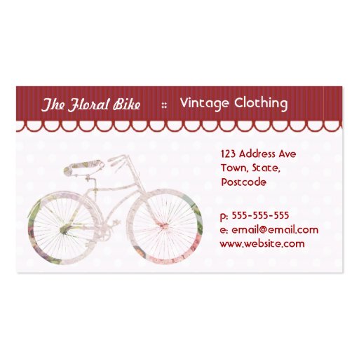Girly Floral Bicycle Business Cards (front side)