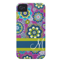 Girly Floral Pattern with Monogram Case-Mate iPhone 4 Case