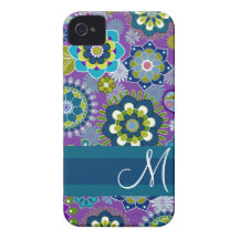 Girly Floral Pattern with nogram iPhone 4 Cover