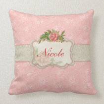Girly Floral Personalized Pillow