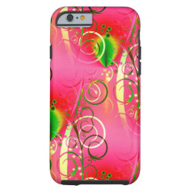 Girly Floral Swirl Hot Pink Green Gifts for Her iPhone 6 Case