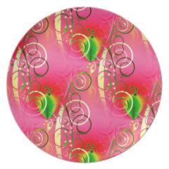 Girly Floral Swirl Hot Pink Green Gifts for Her Party Plates