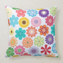 Girly Flower Power Colorful Floral Pattern Pillows