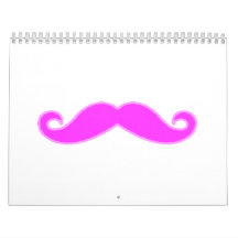 Girly Fuchsia Pink Mustache Wall Calendar