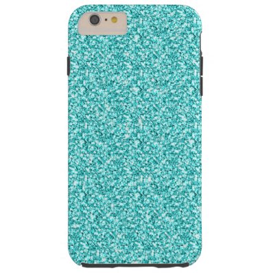 Girly, Fun Aqua Blue Glitter Printed Tough iPhone 6 Plus Case