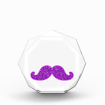 Girly fun retro mustache purple glitter acrylic award