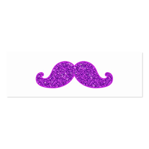 Girly fun retro mustache purple glitter business card (front side)