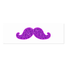 Girly fun retro mustache purple glitter business card