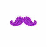 Girly fun retro mustache purple glitter printed cut outs