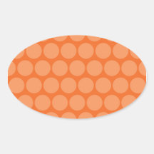 Girly Giant Big Orange Peach Polka Dots Pattern Oval Stickers